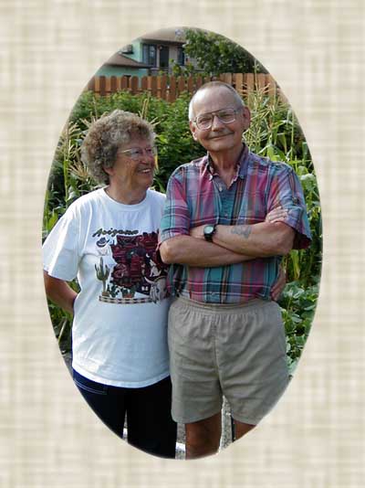 Greig & Yolanda in their garden